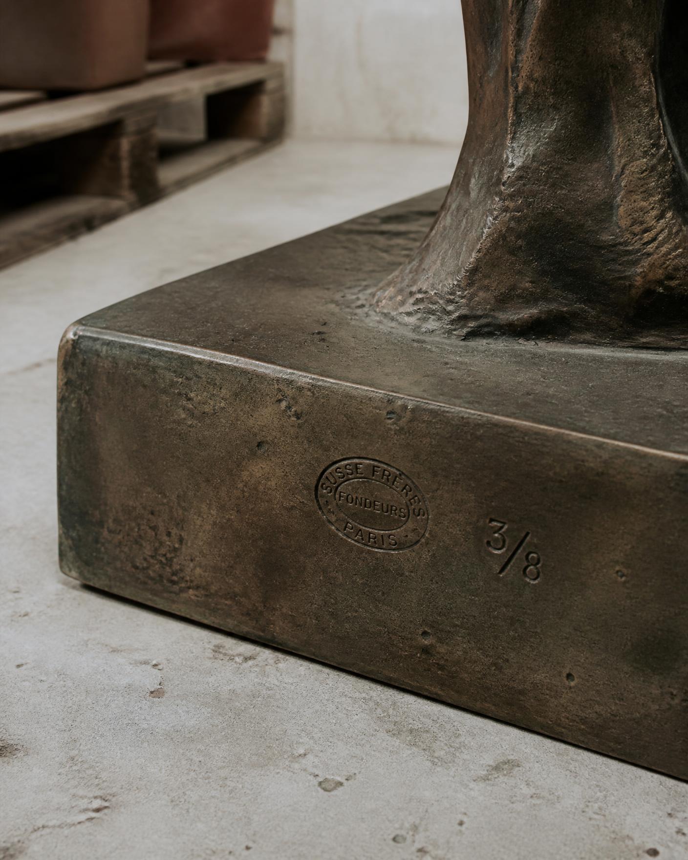Bronze sculpture base with foundry mark and edition number